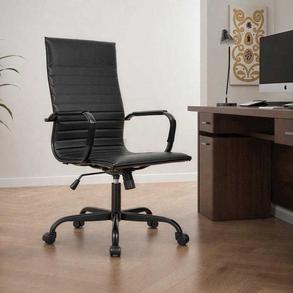 Harris Leather Home High-Back Office Chair in Black. Picture 27