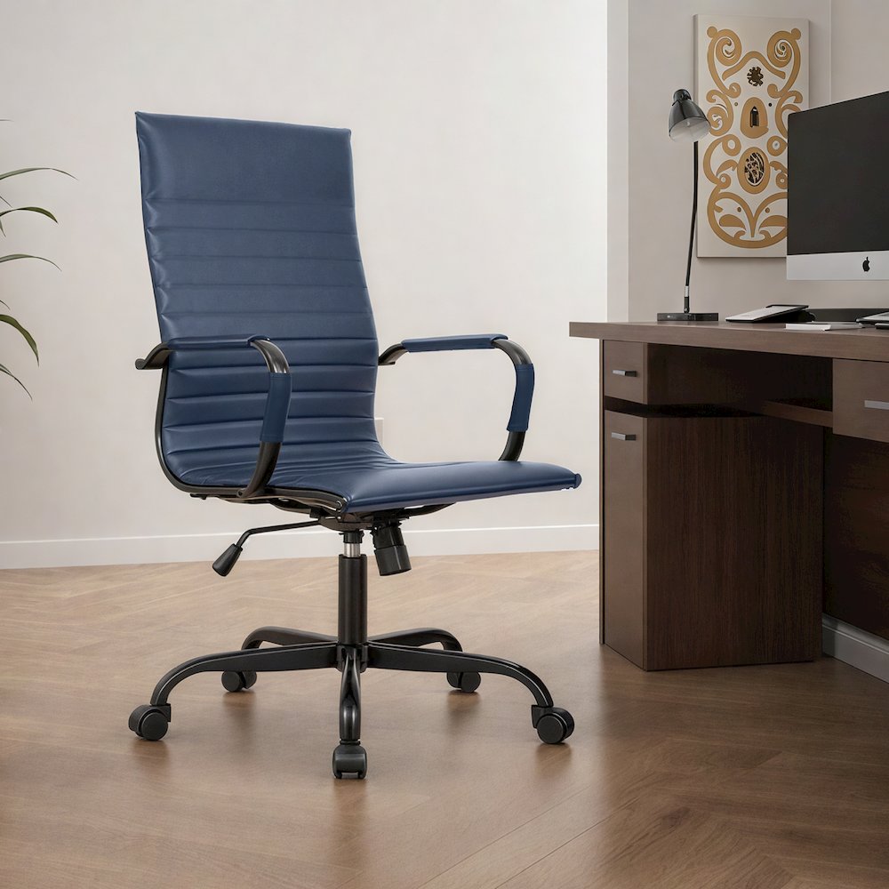 Harris High-Back Leather Office Chair With Black Frame. Picture 24