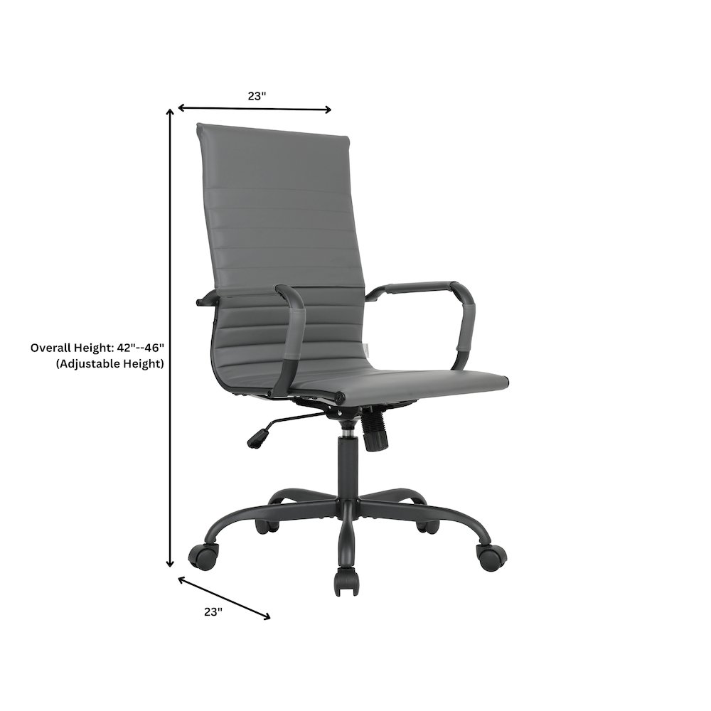Harris Leather Home High-Back Office Chair in Grey With Black Frame. Picture 1