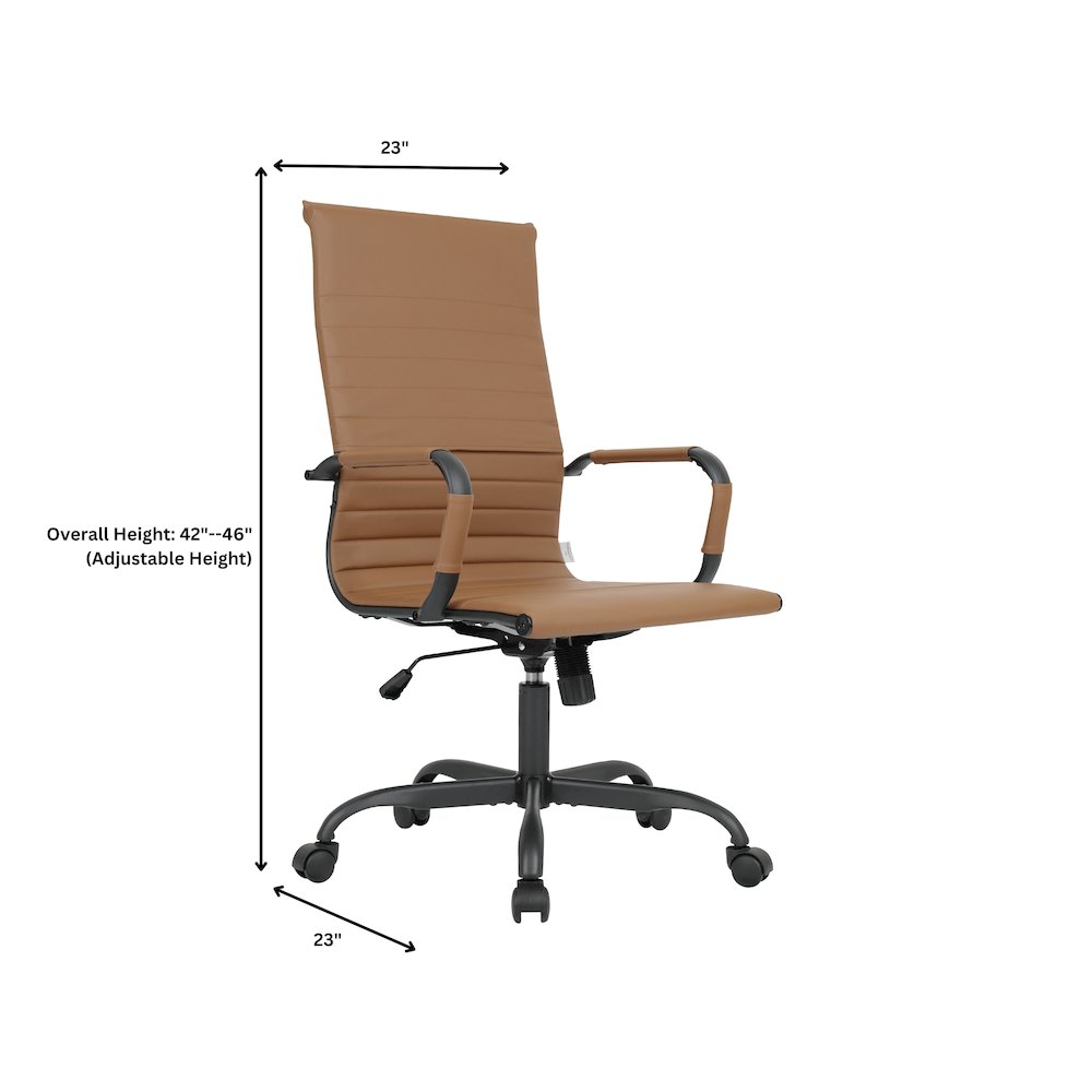 Harris Leather Home High-Back Office Chair in Light Brown With Black Frame. Picture 1