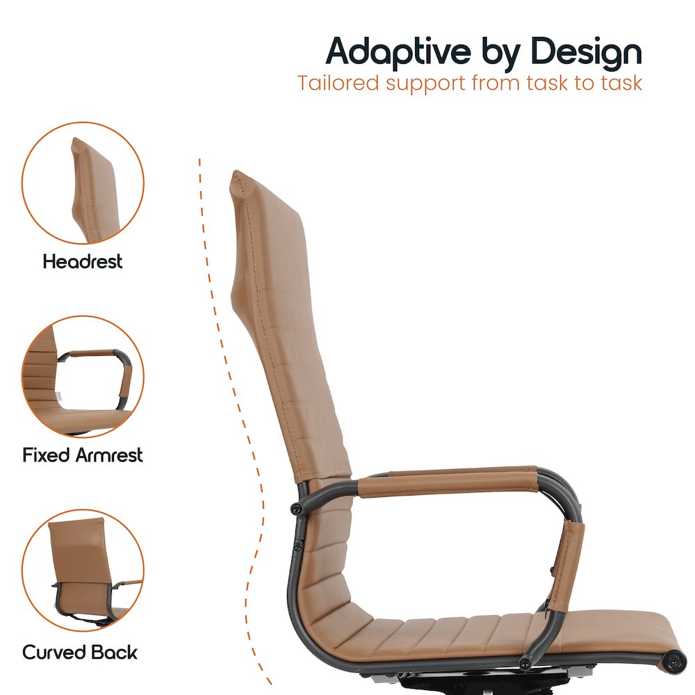 Harris Leather Home High-Back Office Chair in Light Brown With Black Frame. Picture 23