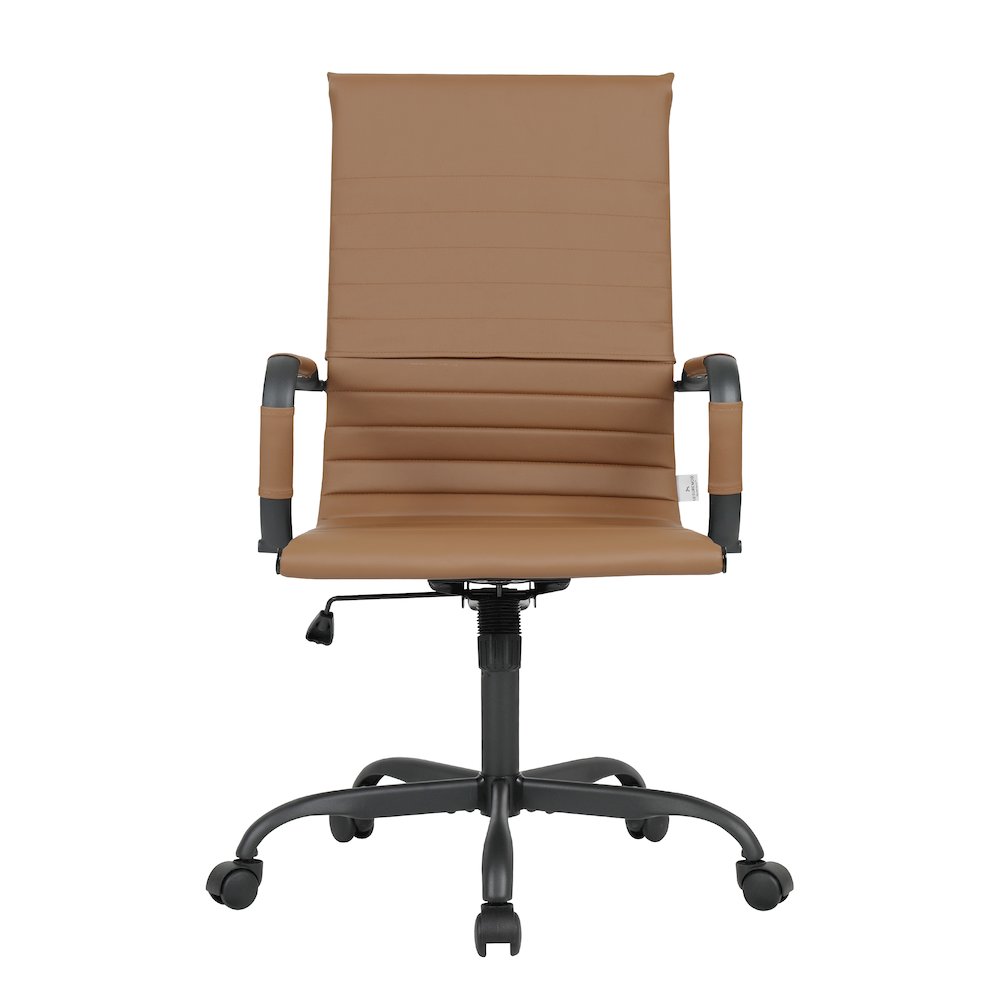 Harris Leather Home High-Back Office Chair in Light Brown With Black Frame. Picture 21