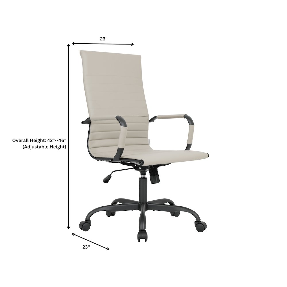 Harris Leather Home High-Back Office Chair in Tan With Black Frame. Picture 1