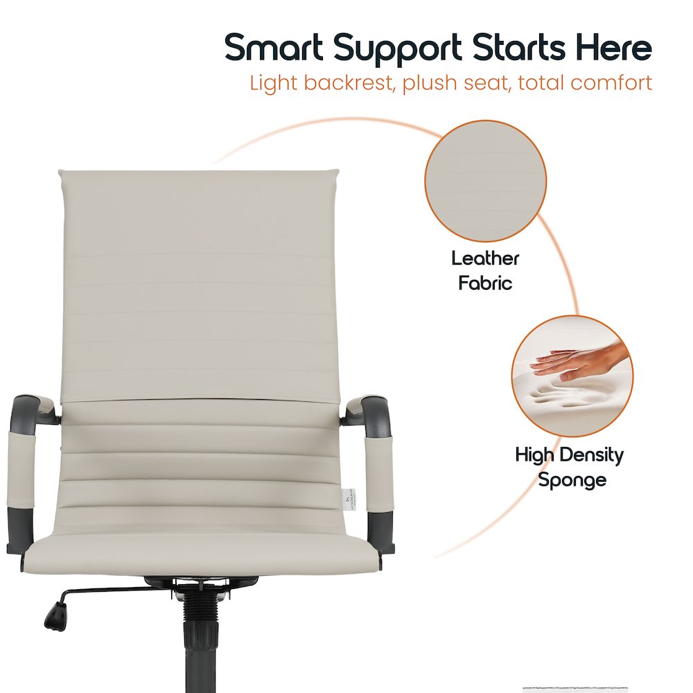 Harris Leather Home High-Back Office Chair in Tan With Black Frame. Picture 18