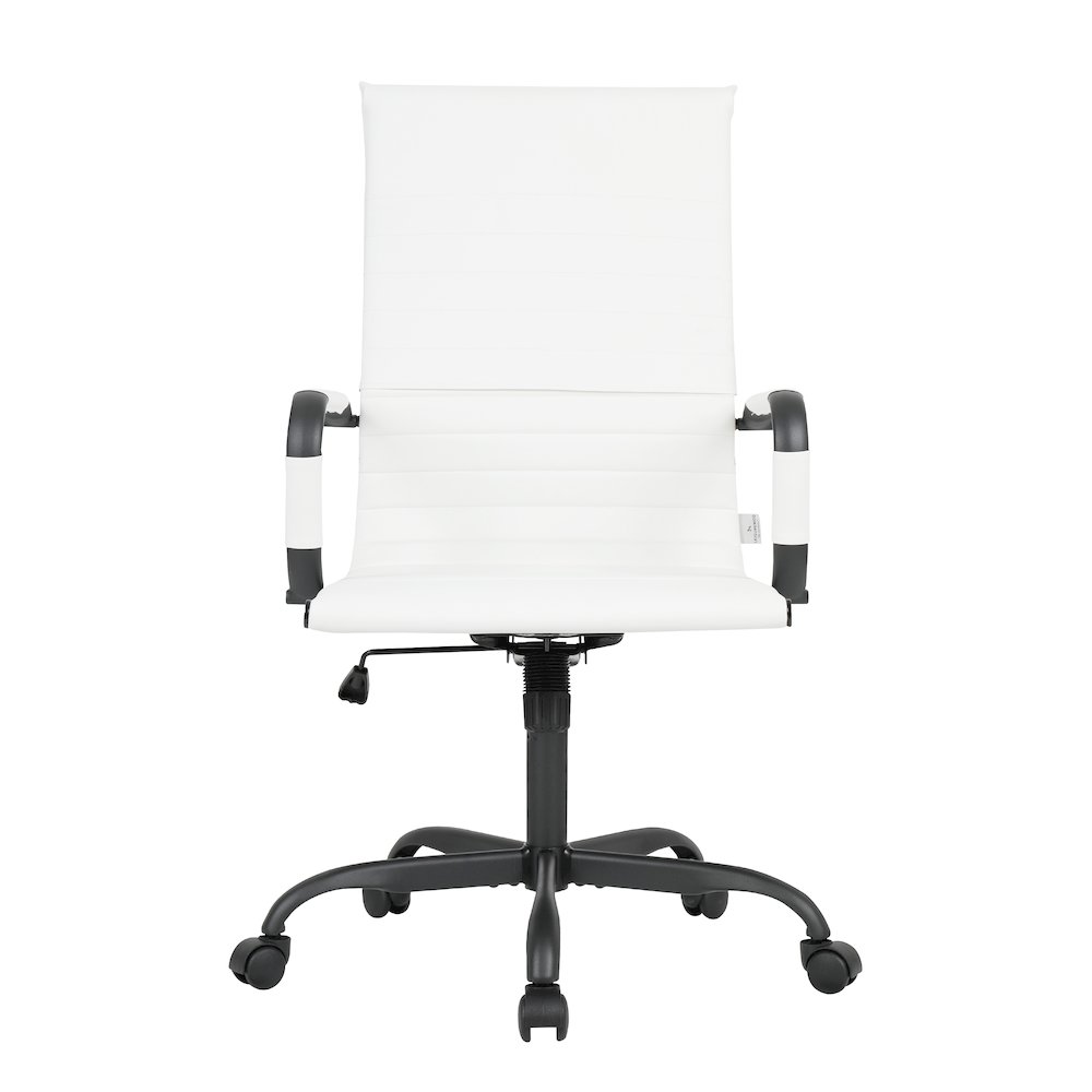 Harris Leather Home High-Back Office Chair in White With Black Frame. Picture 19
