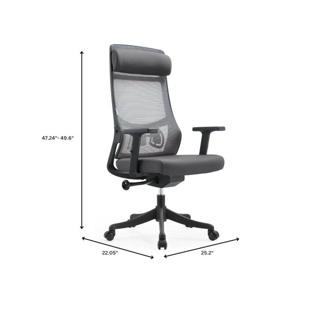 Benmar Home Leather Guest Office Chair in Charcoal. Picture 380