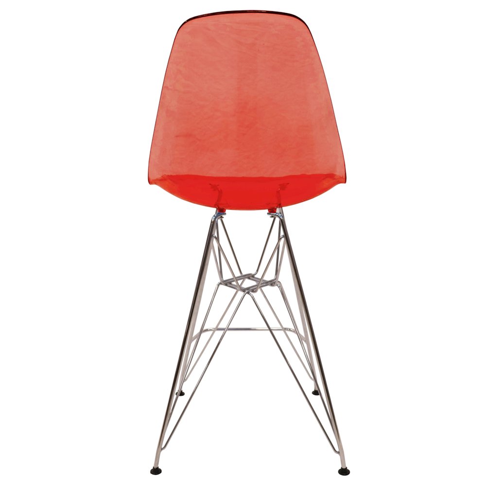 Cresco Modern Acrylic Barstool with Chrome Base and Footrest in Transparent Red. Picture 18