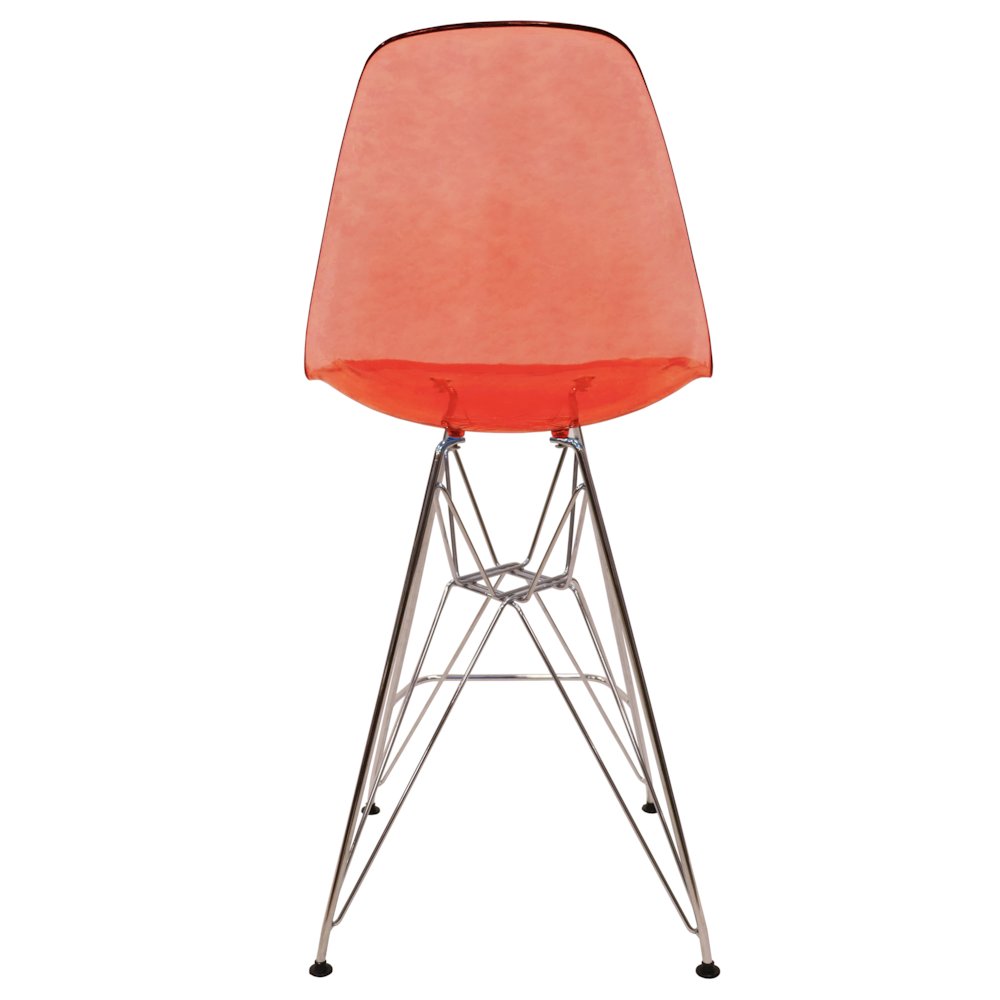 Cresco Modern Acrylic Barstool with Chrome Base and Footrest in Transparent Red. Picture 20
