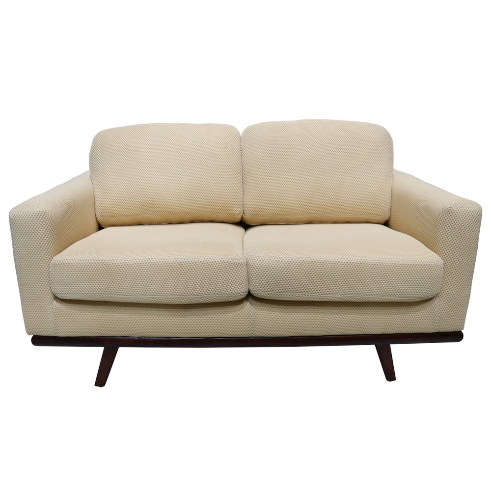 Chester Modern Faux Leather Loveseat in Beige Mesh. Picture 20