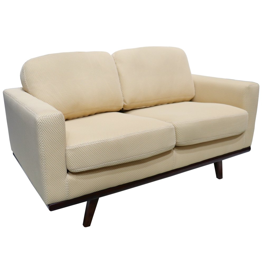Chester Modern Faux Leather Loveseat in Beige Mesh. Picture 19