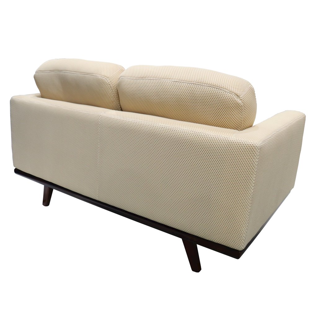 Chester Modern Faux Leather Loveseat in Beige Mesh. Picture 22