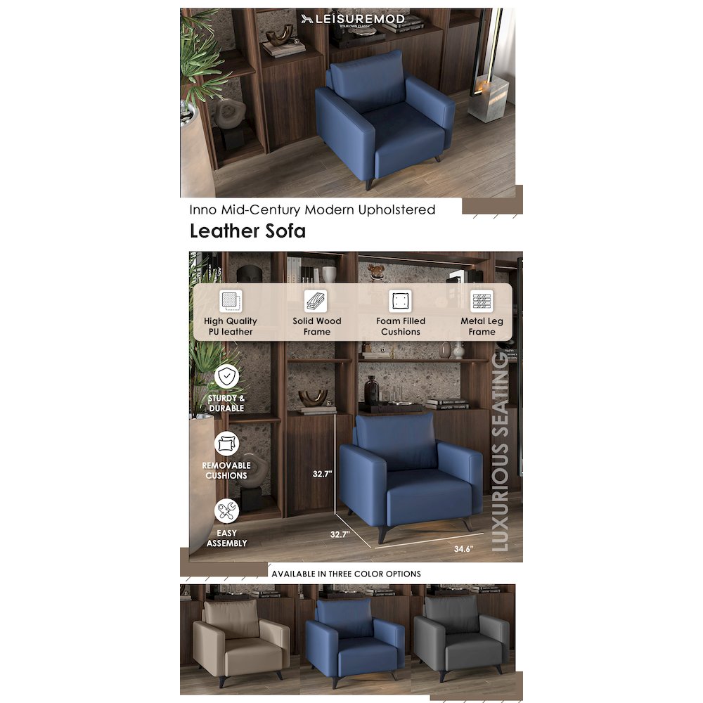 Inno Collection Single Seater Sofa In Dark Blue. Picture 13