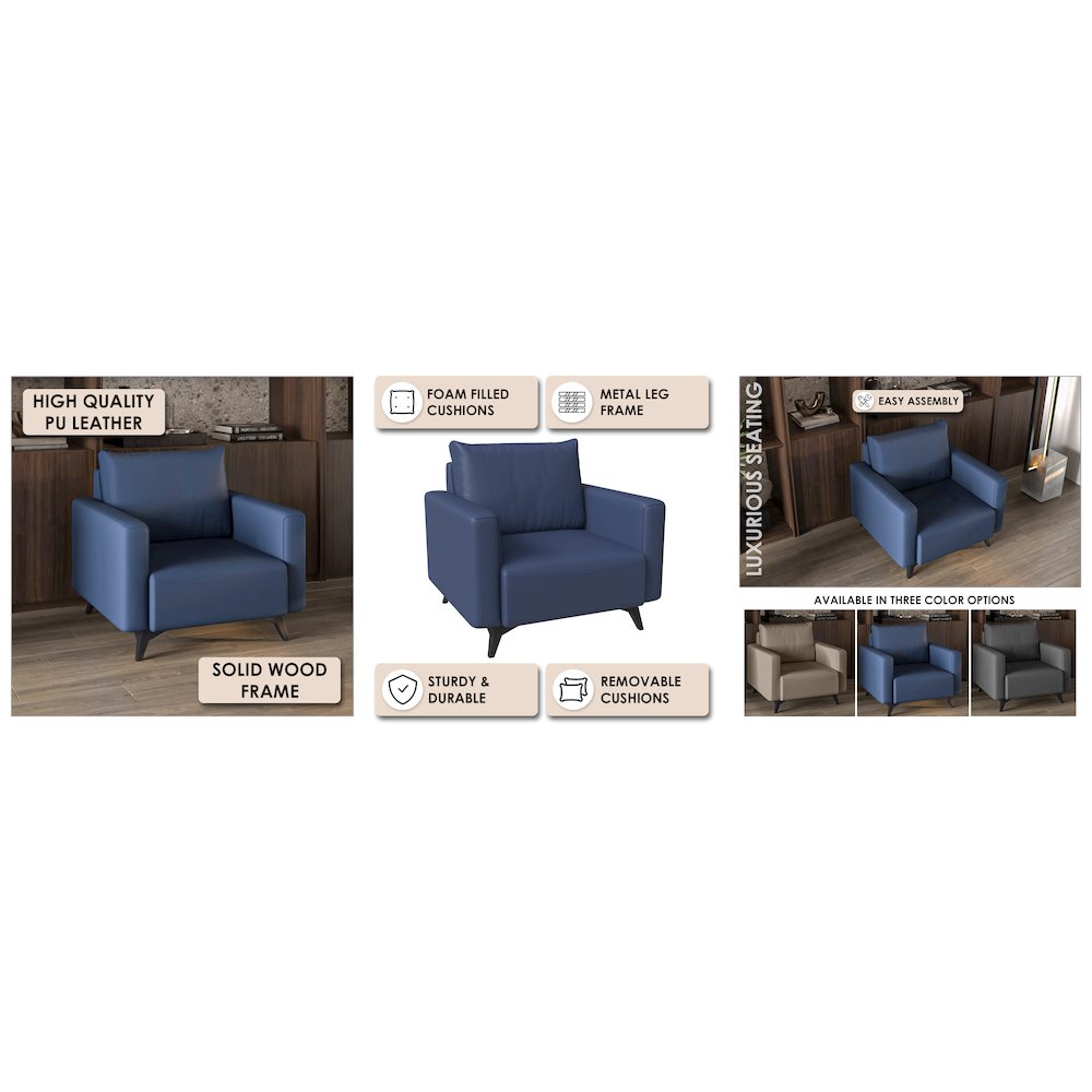 Inno Collection Single Seater Sofa In Dark Blue. Picture 19
