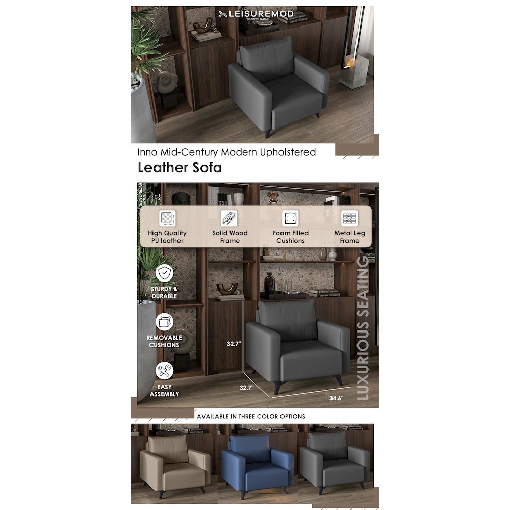 Inno Collection Single Seater Sofa In Grey. Picture 13