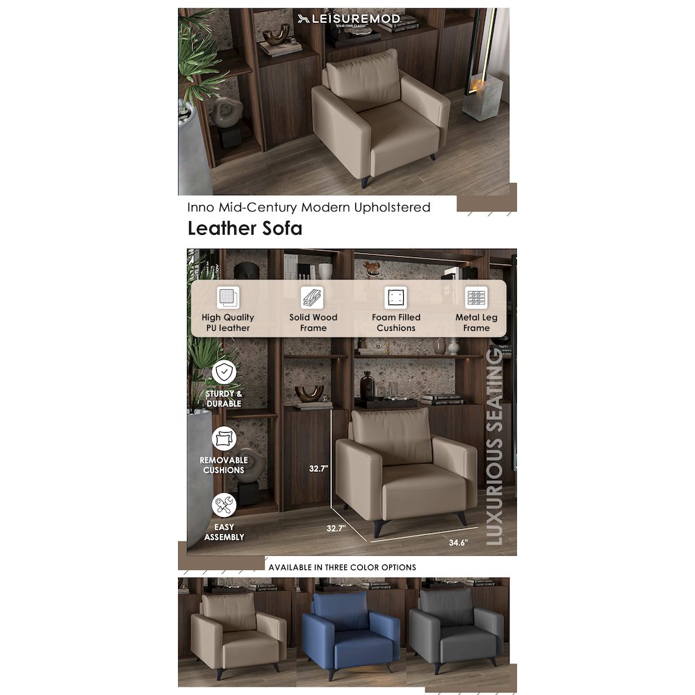 Inno Collection Single Seater Sofa In Taupe. Picture 13