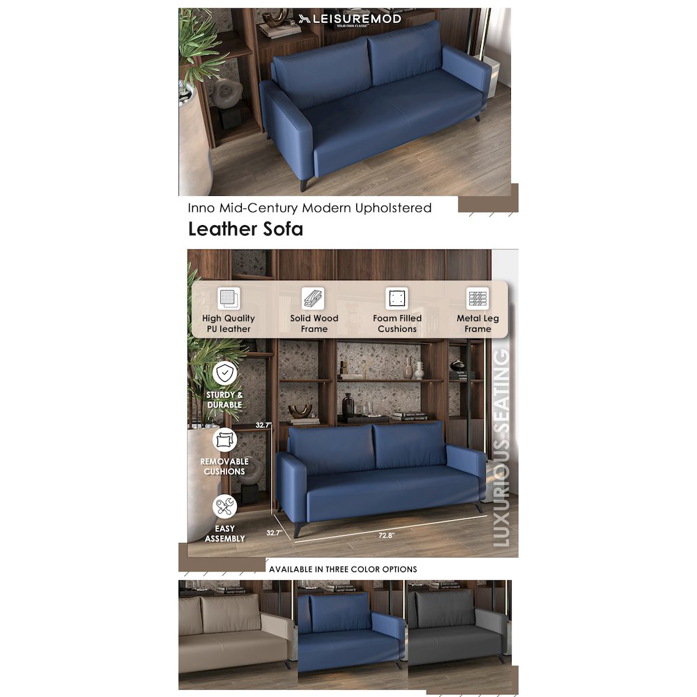 Inno Collection Three Seater Sofa In Dark Blue. Picture 13