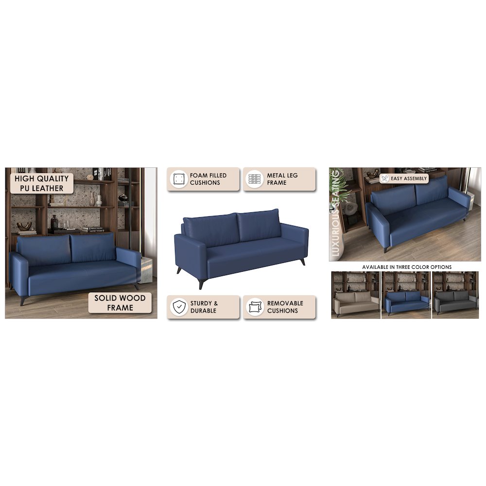 Inno Collection Three Seater Sofa In Dark Blue. Picture 19