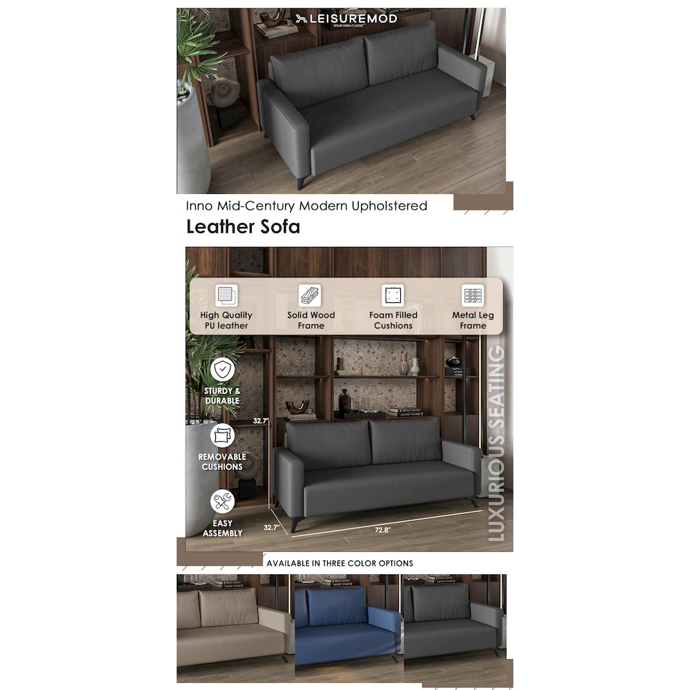 Inno Collection Three Seater Sofa In Grey. Picture 14