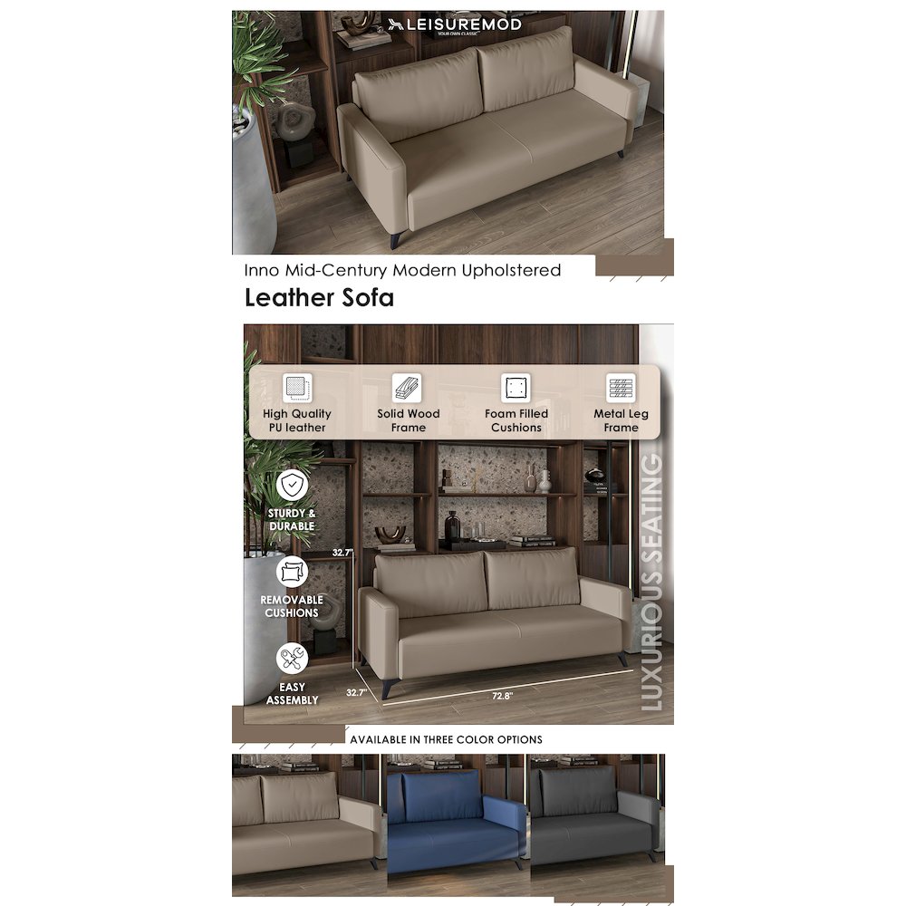 Inno Collection Three Seater Sofa In Taupe. Picture 13