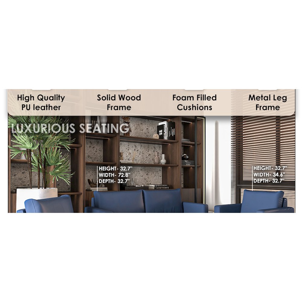 Inno Collection Sofa Set, 2 Single Seaters, and 3 seater In Dark Blue. Picture 16