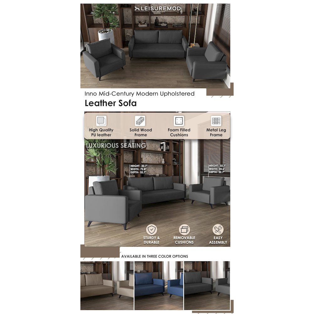 Inno Collection Sofa Set, 2 Single Seaters, and 3 seater In Grey. Picture 13