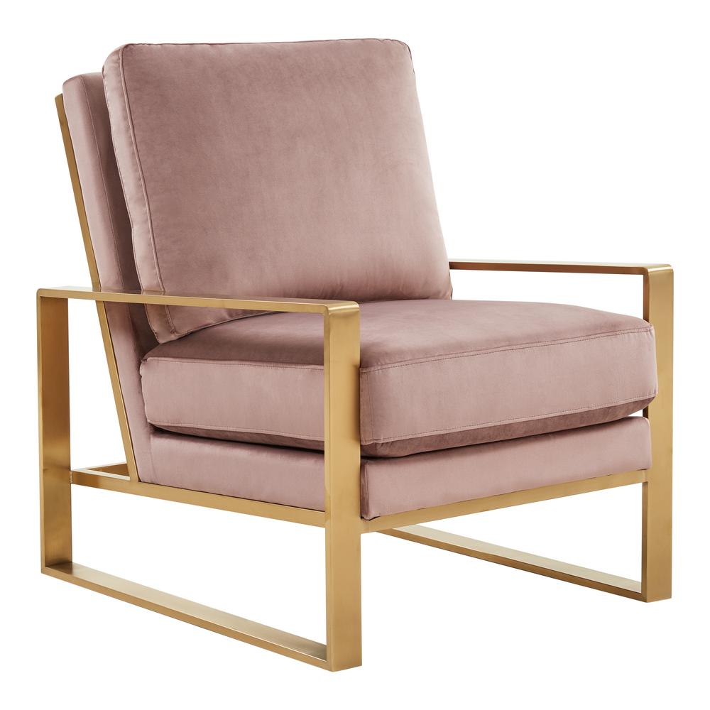 Jefferson Velvet Design Accent Armchair With Gold Brass Finish Frame. Picture 1