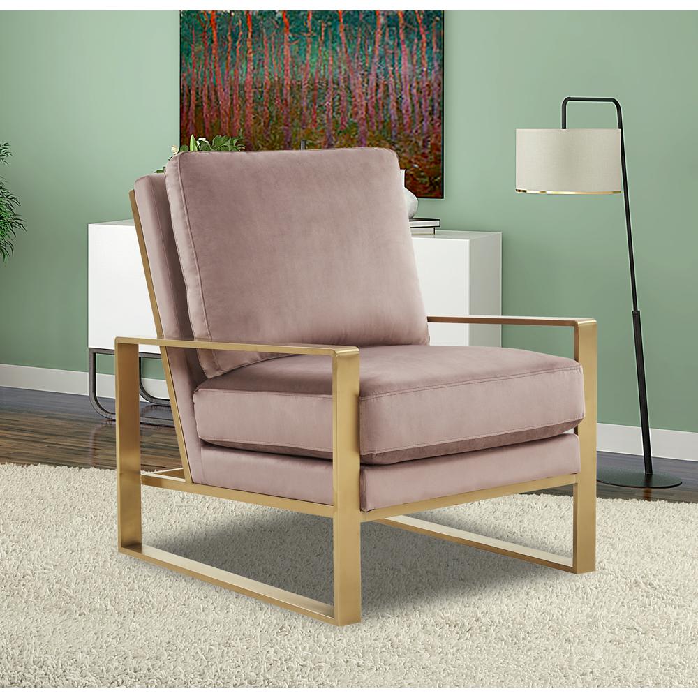 Jefferson Velvet Design Accent Armchair With Gold Brass Finish Frame. Picture 6