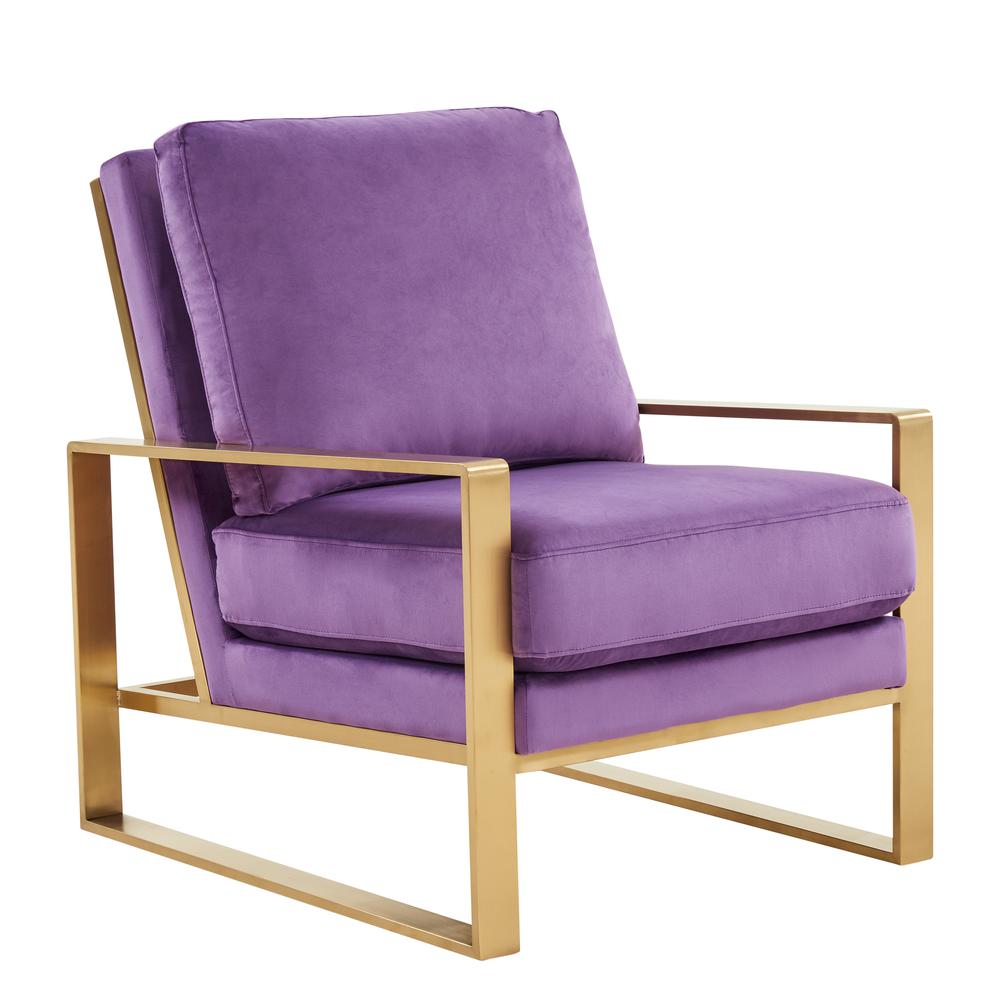 Jefferson Velvet Design Accent Armchair With Gold Brass Finish Frame. Picture 1