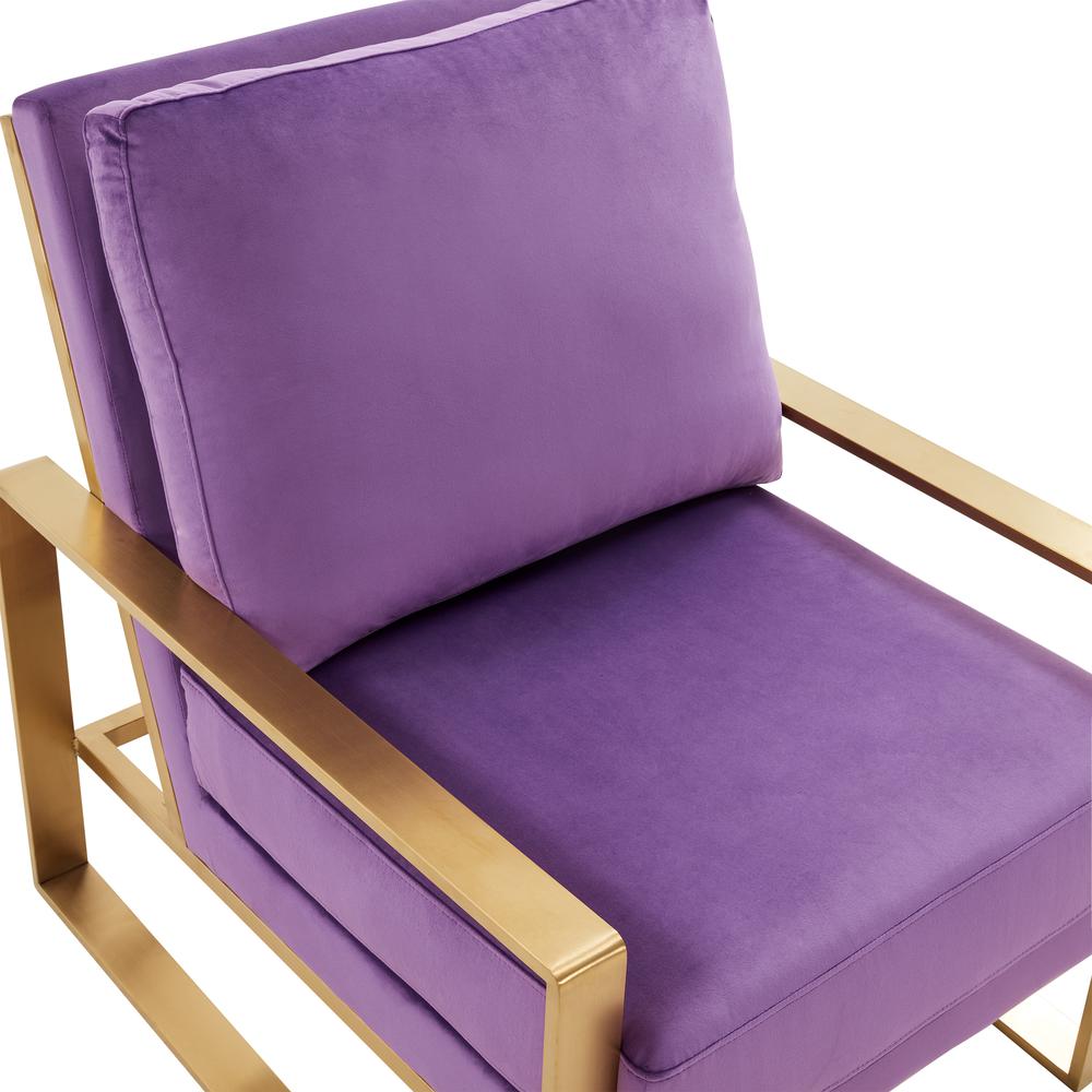 Jefferson Velvet Design Accent Armchair With Gold Brass Finish Frame. Picture 4