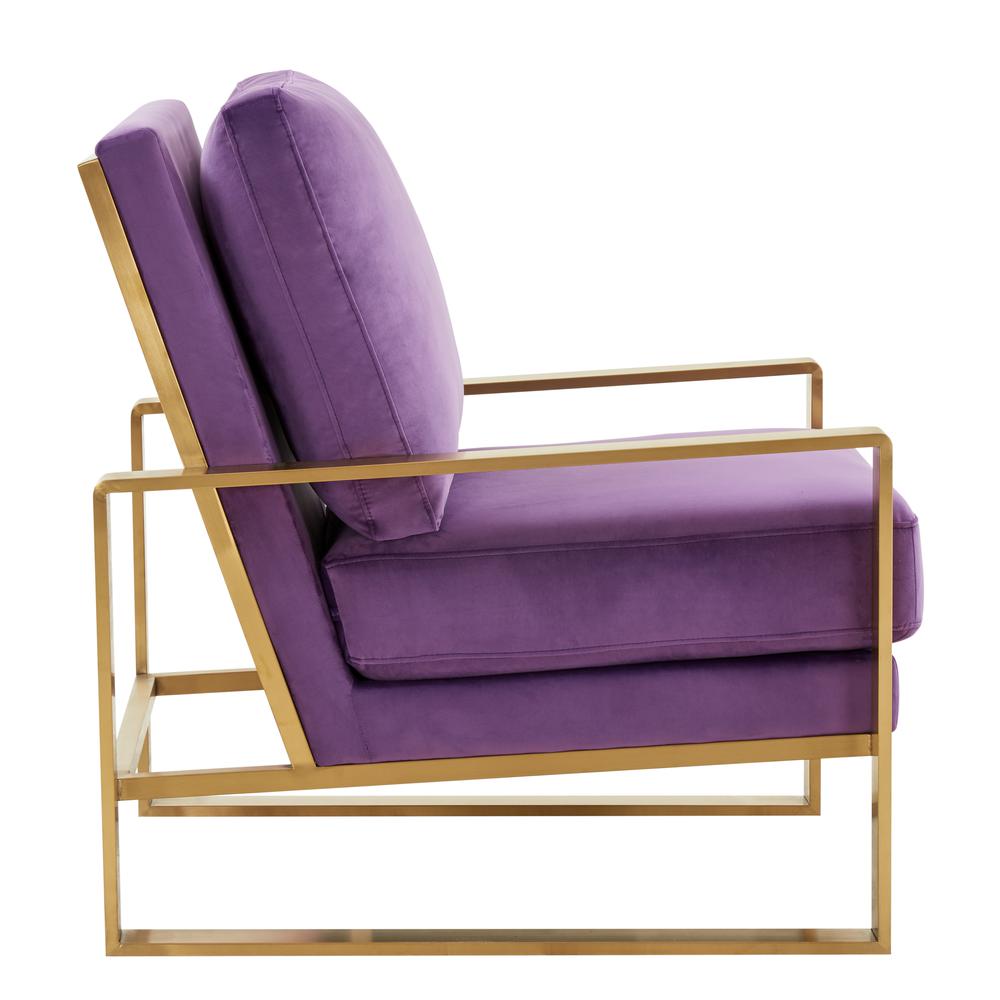 Jefferson Velvet Design Accent Armchair With Gold Brass Finish Frame. Picture 5