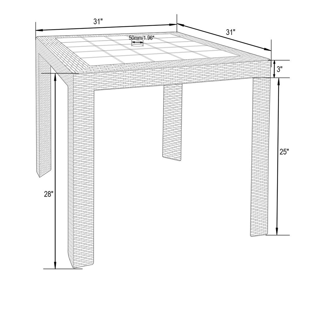 Kent 5-Piece Outdoor Dining Set with Plastic Square Table. Picture 13