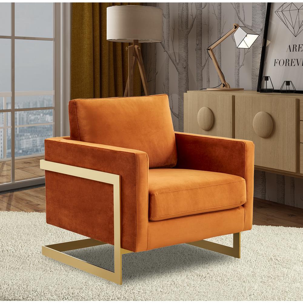 Velvet Accent Armchair With Gold Frame. Picture 7