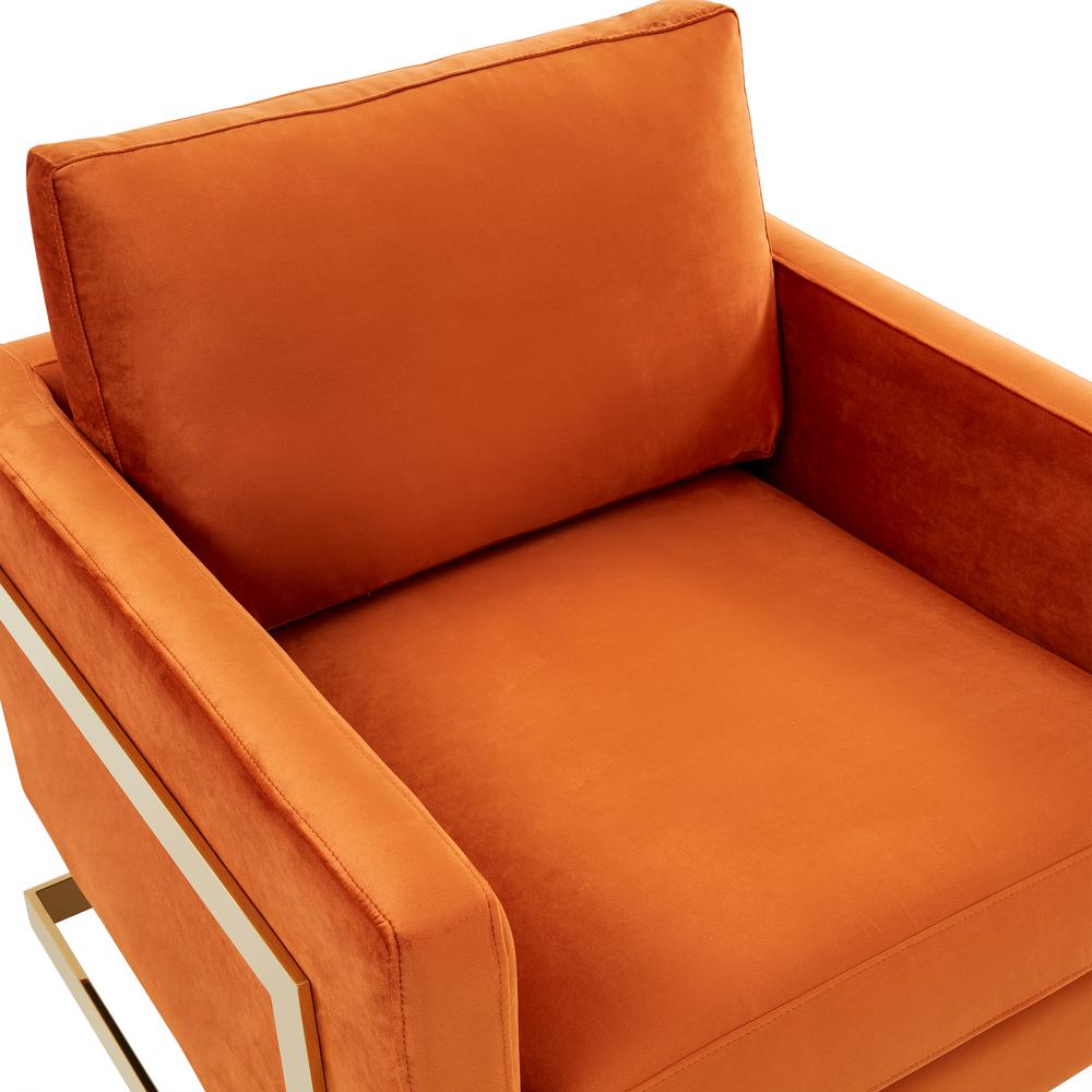 Velvet Accent Armchair With Gold Frame. Picture 6