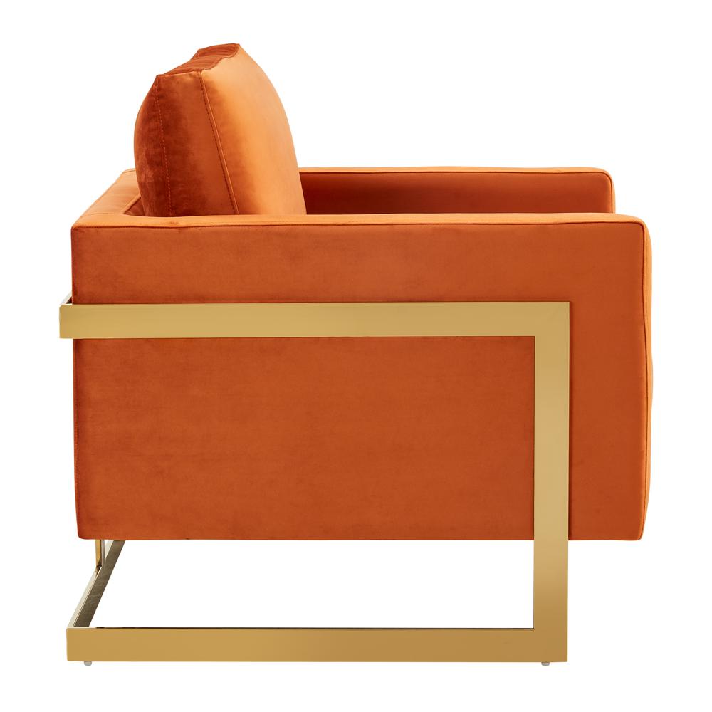 Velvet Accent Armchair With Gold Frame. Picture 3