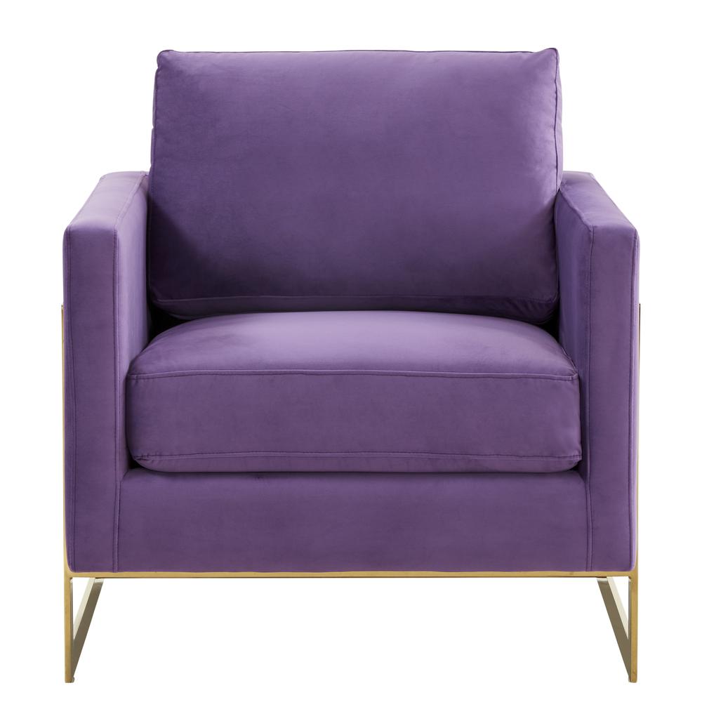 Velvet Accent Armchair With Gold Frame. Picture 2