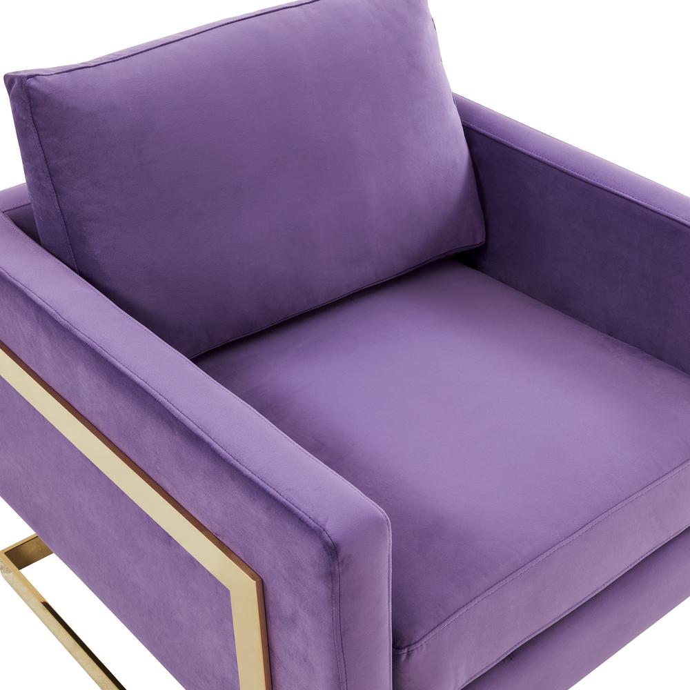 Velvet Accent Armchair With Gold Frame. Picture 5