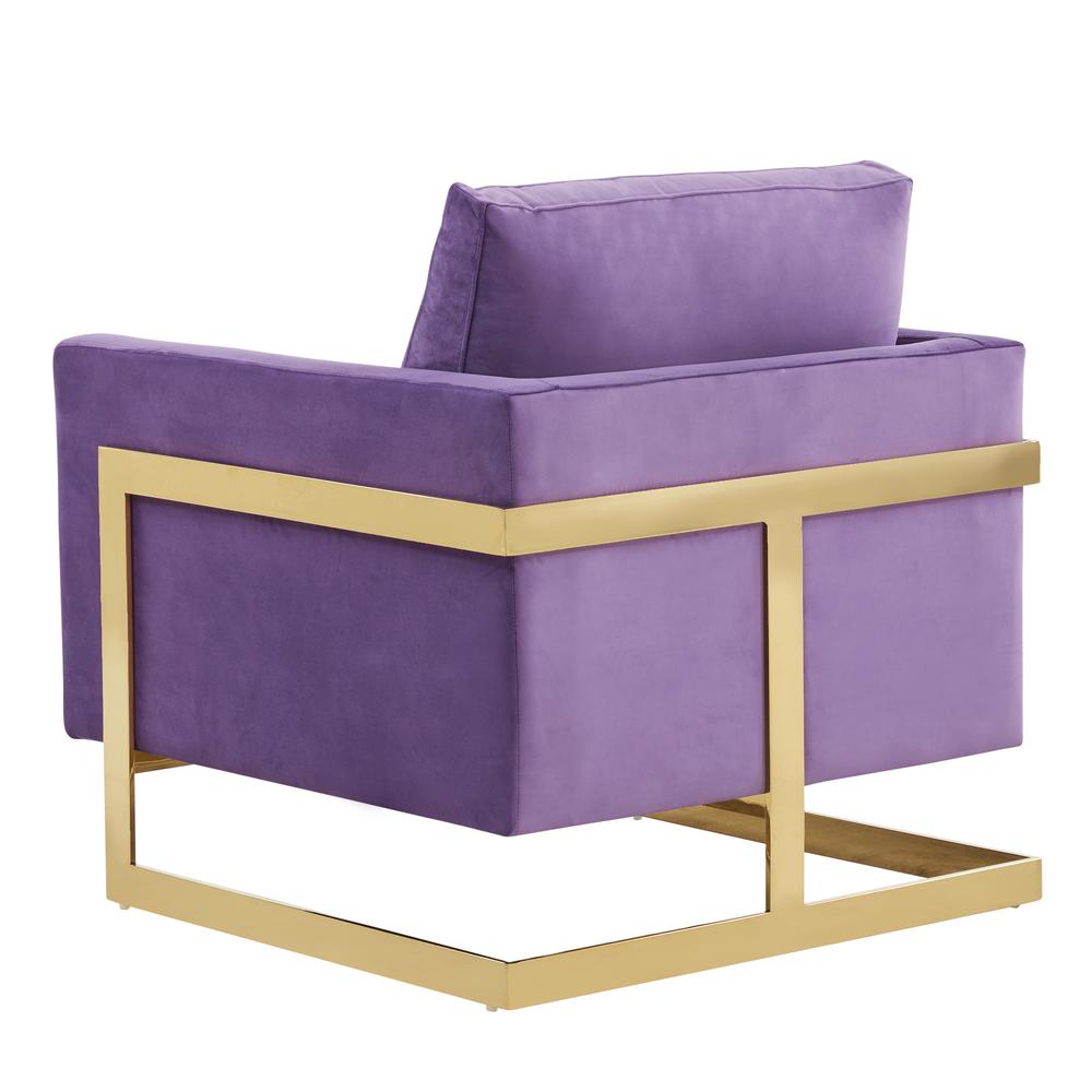 Velvet Accent Armchair With Gold Frame. Picture 4