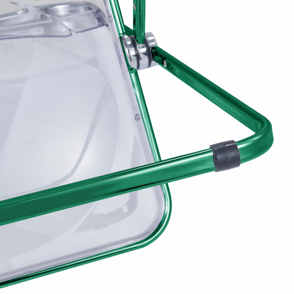 Lawrence Acrylic Folding Chair With Green Metal Frame. Picture 11