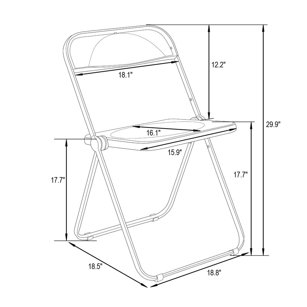 Lawrence Acrylic Folding Chair With Orange Metal Frame. Picture 14