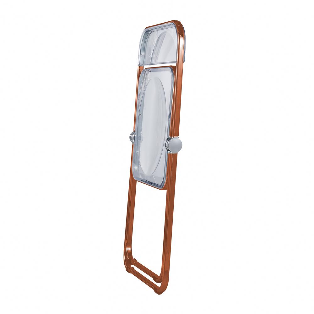 Lawrence Acrylic Folding Chair With Orange Metal Frame. Picture 6