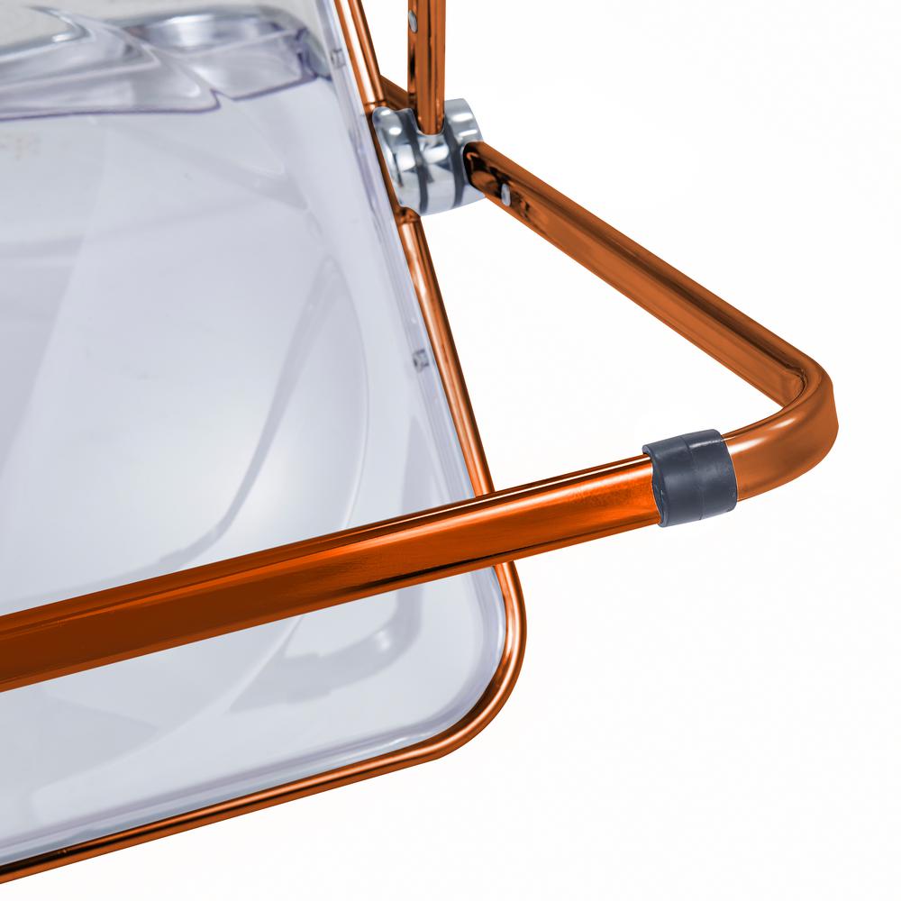 Lawrence Acrylic Folding Chair With Orange Metal Frame. Picture 11