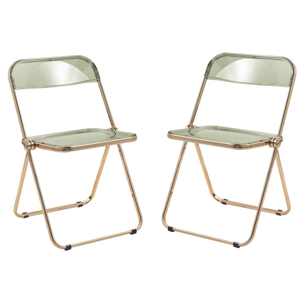 Lawrence Acrylic Folding Chair With Gold Metal Frame. Picture 12