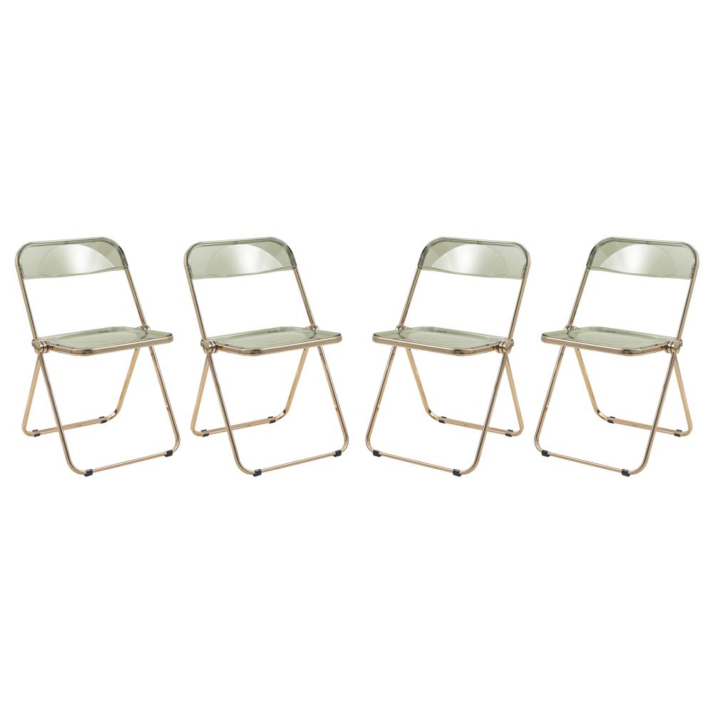Lawrence Acrylic Folding Chair With Gold Metal Frame. Picture 23