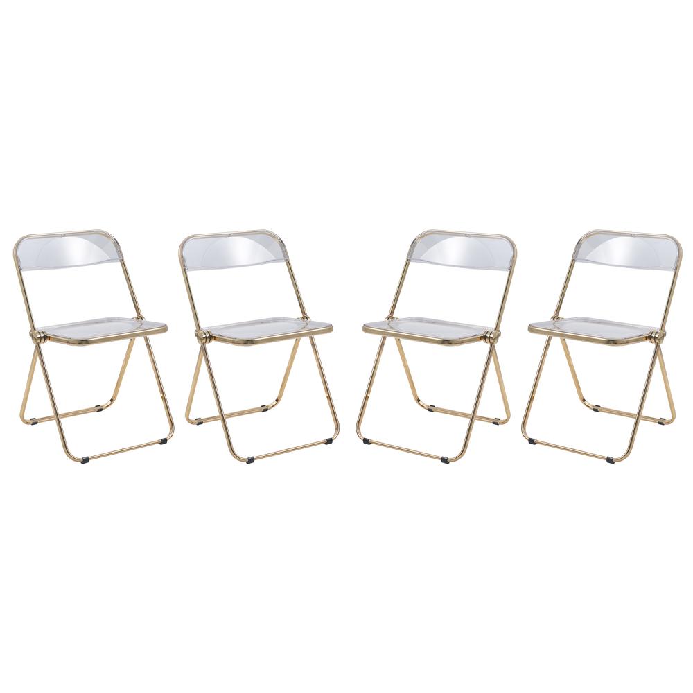 Lawrence Acrylic Folding Chair With Gold Metal Frame. Picture 23
