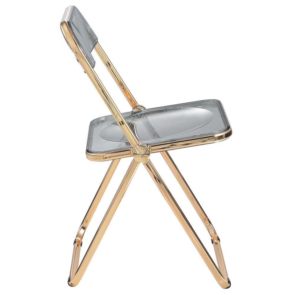 Lawrence Acrylic Folding Chair With Gold Metal Frame. Picture 18