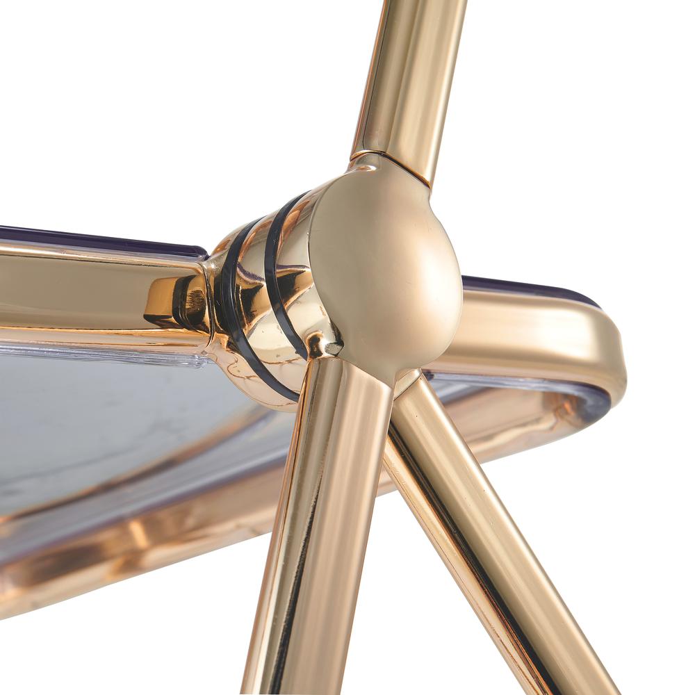 Lawrence Acrylic Folding Chair With Gold Metal Frame. Picture 21