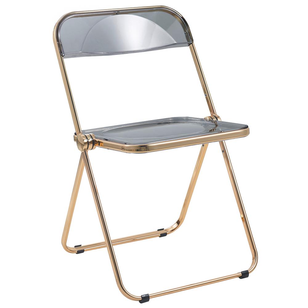 Lawrence Acrylic Folding Chair With Gold Metal Frame. Picture 1