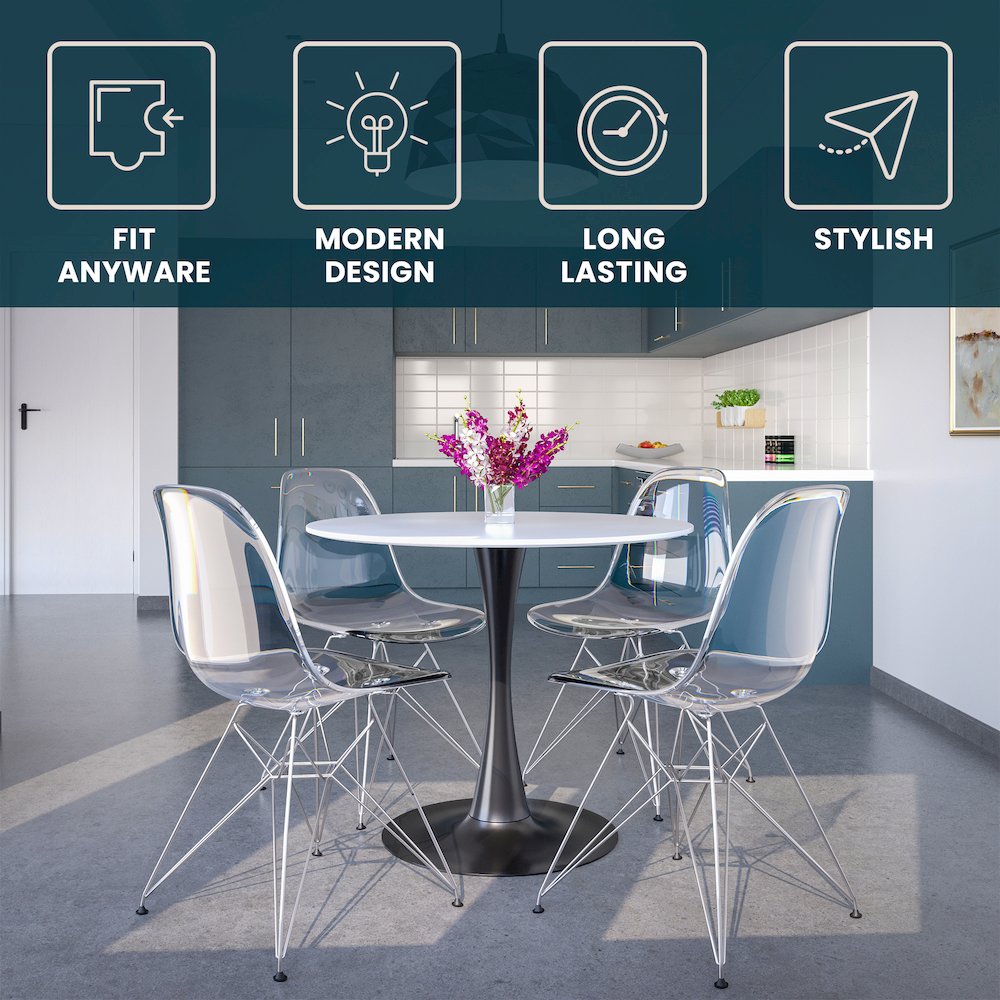 Bristol 35" round dining table Black base with marbled MDF top. Picture 39
