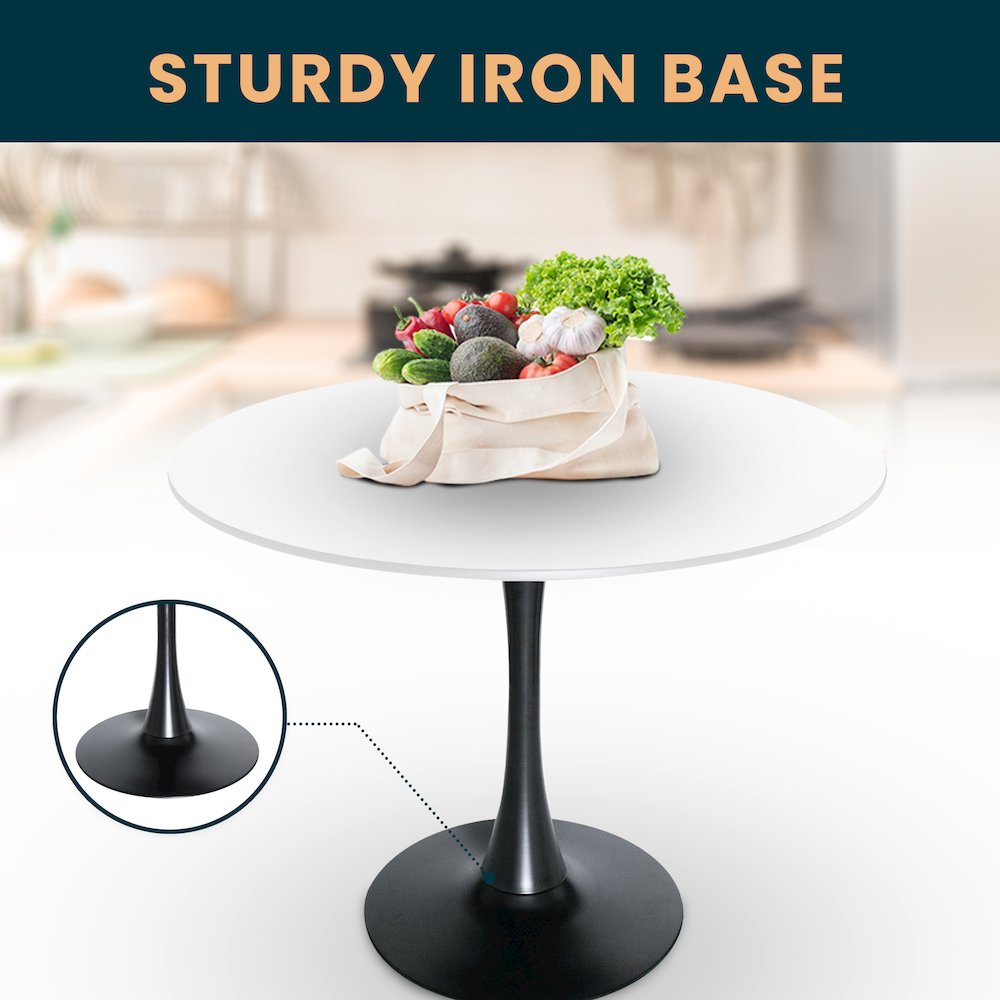Bristol 35" round dining table Black base with marbled MDF top. Picture 36
