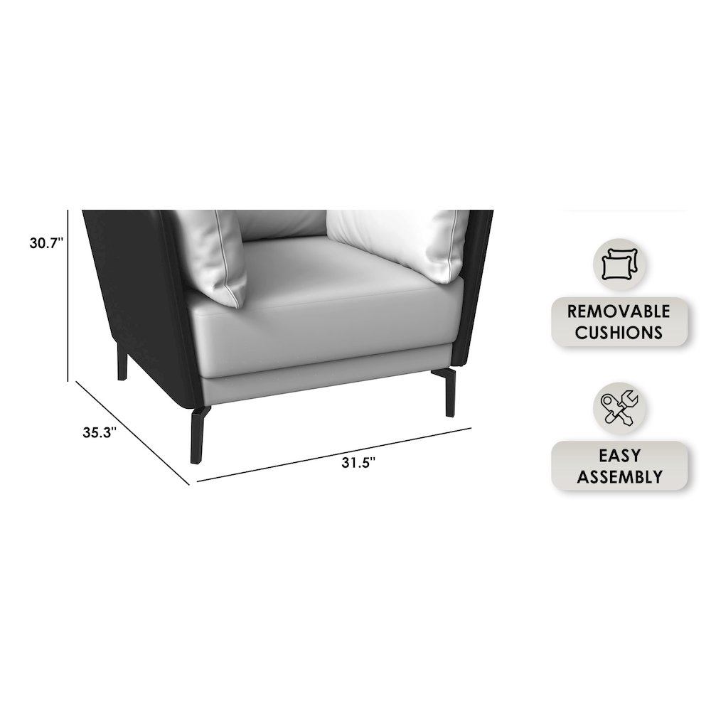 Luxify Collection Single Seater Sofa in Black/Grey. Picture 17